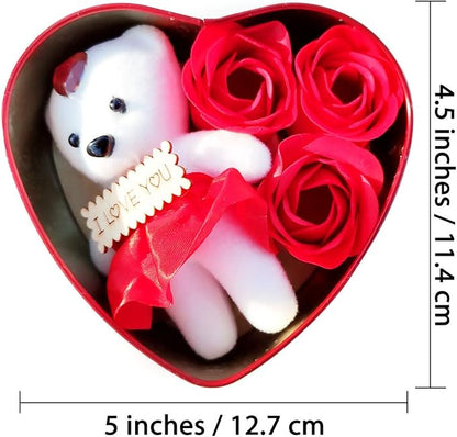 RITRACT Teddy Bear Heart Box Red Rose Valentine Day Gift