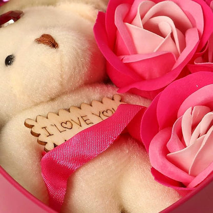 RITRACT Teddy Bear Heart Box Red Rose Valentine Day Gift