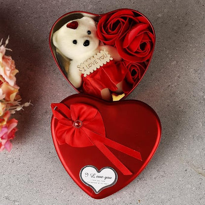 RITRACT Teddy Bear Heart Box Red Rose Valentine Day Gift