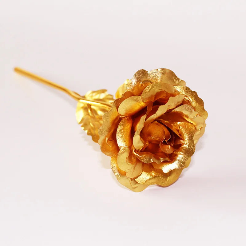 24K Plated Gold Rose Artificial Flower 24K Foil Rose Galaxy Box  Valentine day Gift