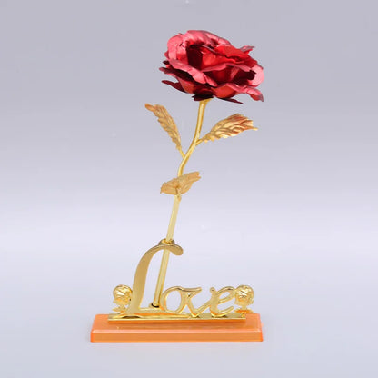 24K Plated Gold Rose Artificial Flower 24K Foil Rose Galaxy Box  Valentine day Gift