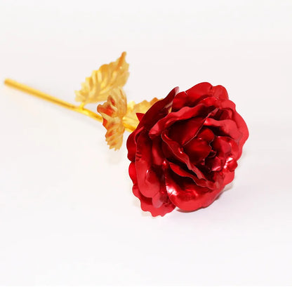 24K Plated Gold Rose Artificial Flower 24K Foil Rose Galaxy Box  Valentine day Gift