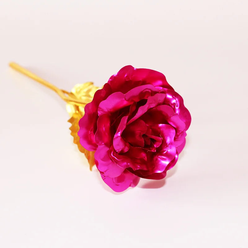 24K Plated Gold Rose Artificial Flower 24K Foil Rose Galaxy Box  Valentine day Gift