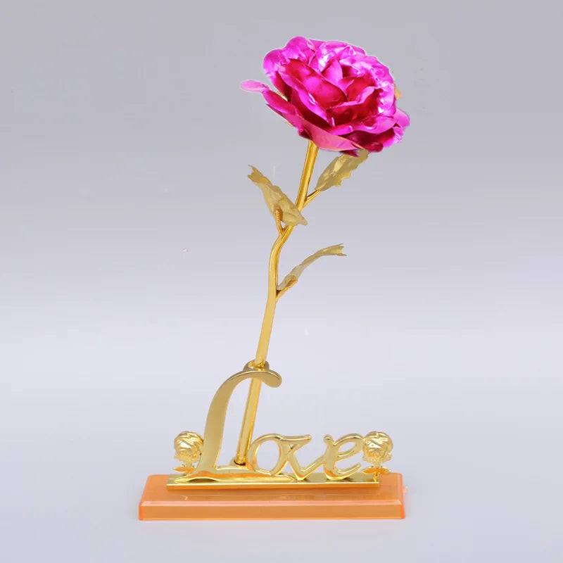 24K Plated Gold Rose Artificial Flower 24K Foil Rose Galaxy Box  Valentine day Gift