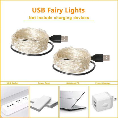 USB Led Fairy Lights Copper Wire String 20M 200LED for party Decoration