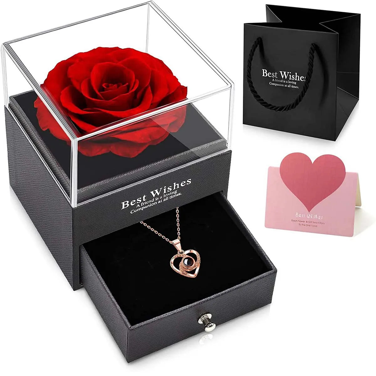 Zircon Love Necklace Female VALENTINE'S Day with Box