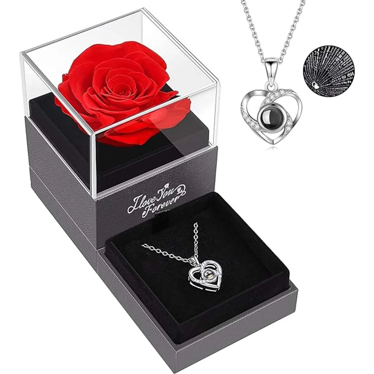 Zircon Love Necklace Female VALENTINE'S Day with Box