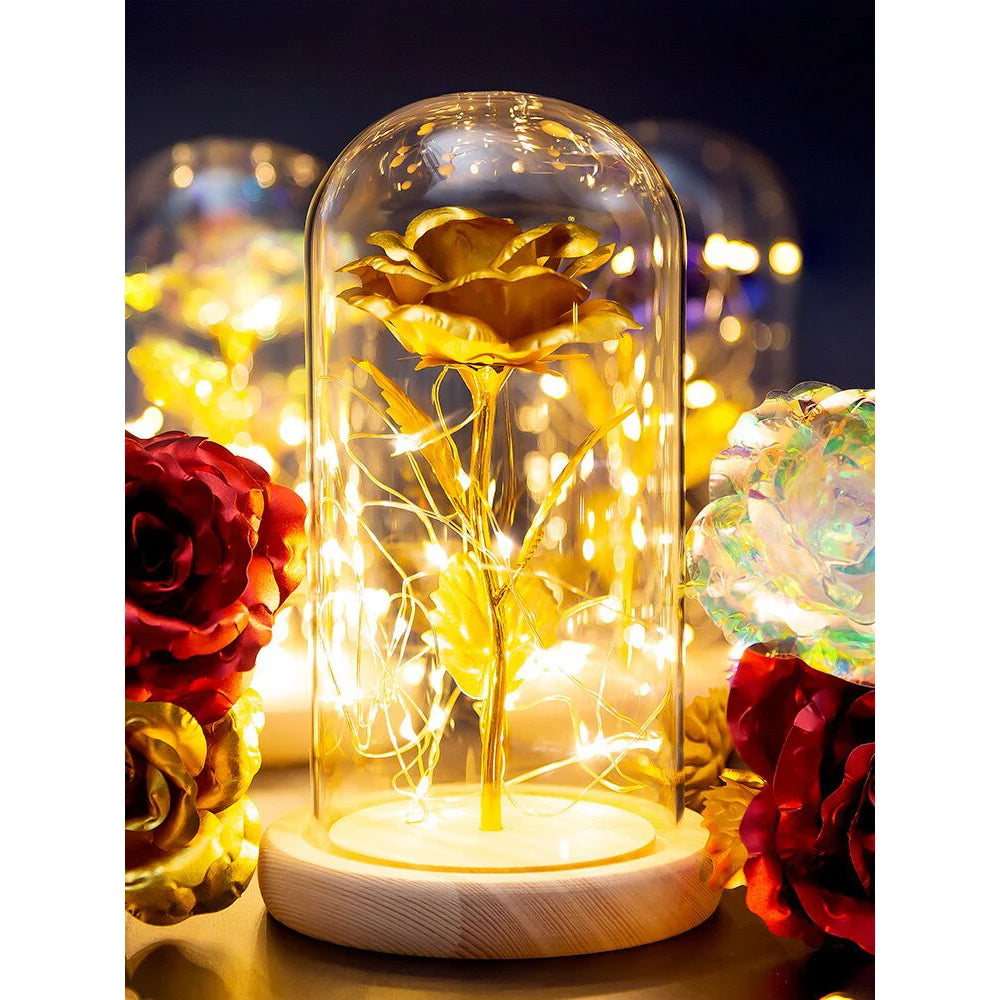 Eternal Life Flower Gold Foil Rose Valentine Gift Creative Gift LED Night Light