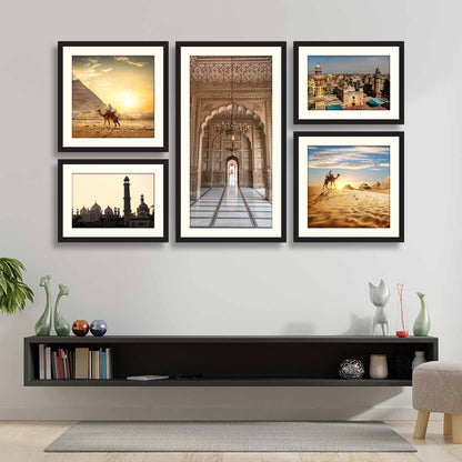 Set-of-5-Historical Places Framed Art