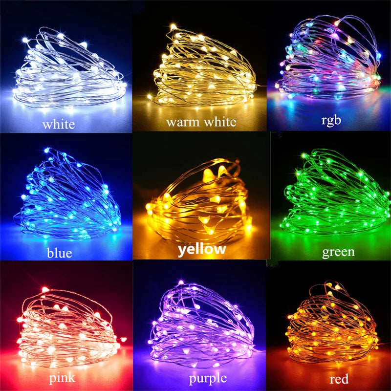 USB Led Fairy Lights Copper Wire String 20M 200LED for party Decoration